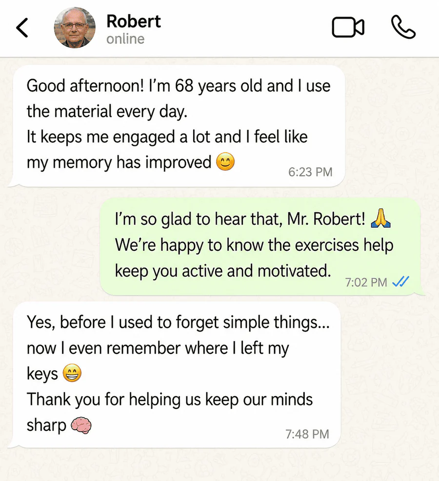 Senior user testimonial — feel my memory is better